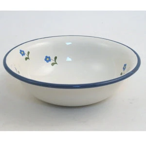 Enamel Children's Bowl With Blue Flowers Decoration 14cm 1 Enamel Children's Bowl With Blue Flowers Decoration 14cm