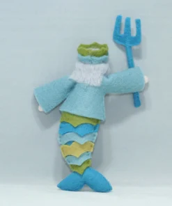 Ambrosius King Neptune Doll(Miniature Bendable Felt Doll) -Toy Sale Store AmbrosiusKingNeptuneMiniaturebendablefeltdollholdingtridentDragonflyToys3