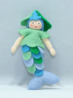 Ambrosius Blue Mermaid Doll(Miniature Bendable Felt Doll)