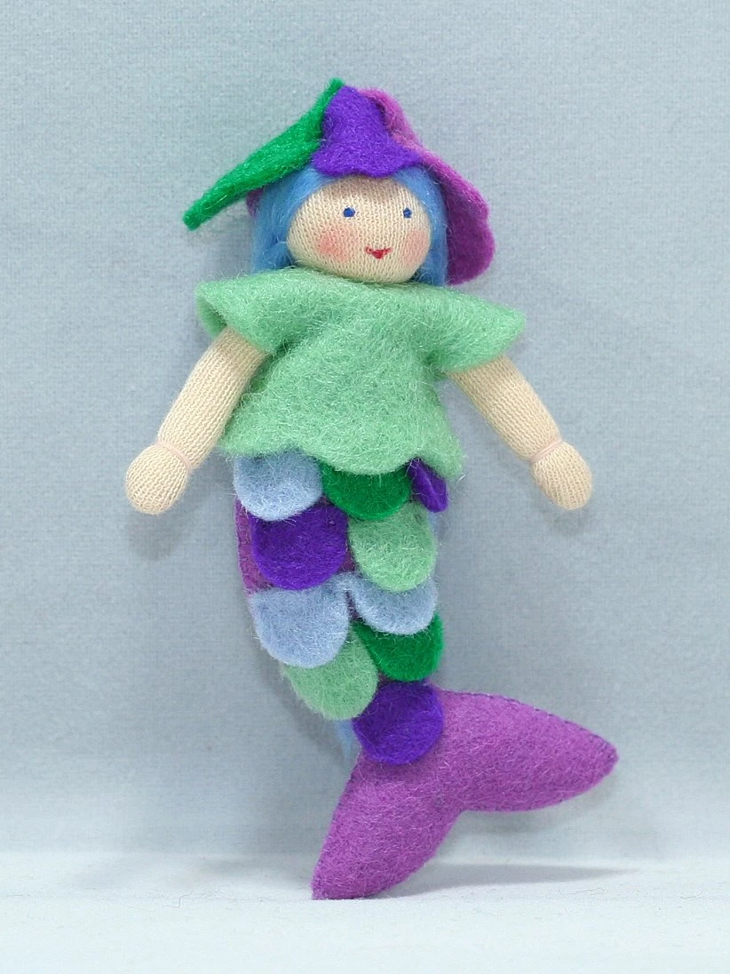 Ambrosius Purple Mermaid Doll(Miniature Bendable Felt Doll) 1 Ambrosius Purple Mermaid Doll(Miniature Bendable Felt Doll)