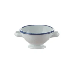 Enamel Children's Colander White With Blue Edge