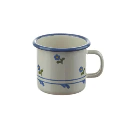 Enamel Children's Mug Cream With Blue Flowers