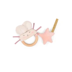 Ecole De Danse Pink Mouse Wooden Ring Rattle By Moulin Roty