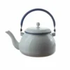 Enamel Water Kettle White With Blue Trim