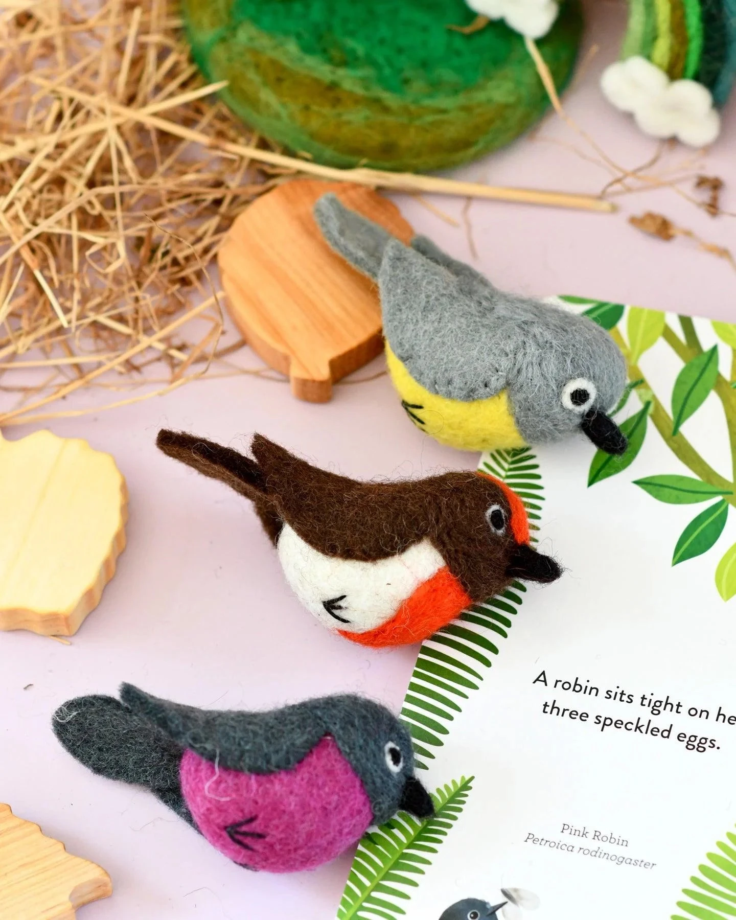 Felt Australian Robins - 3 Robin Birds 2 Felt Australian Robins - 3 Robin Birds - Image 2