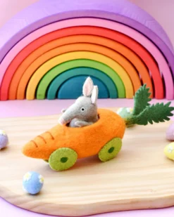 Felt Bilby With Carrot Toy Car