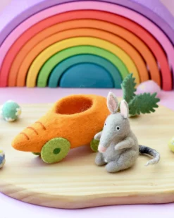 Felt Bilby With Carrot Toy Car -Toy Sale Store FeltBilbywithCarrotToyCar DragonflyToys3