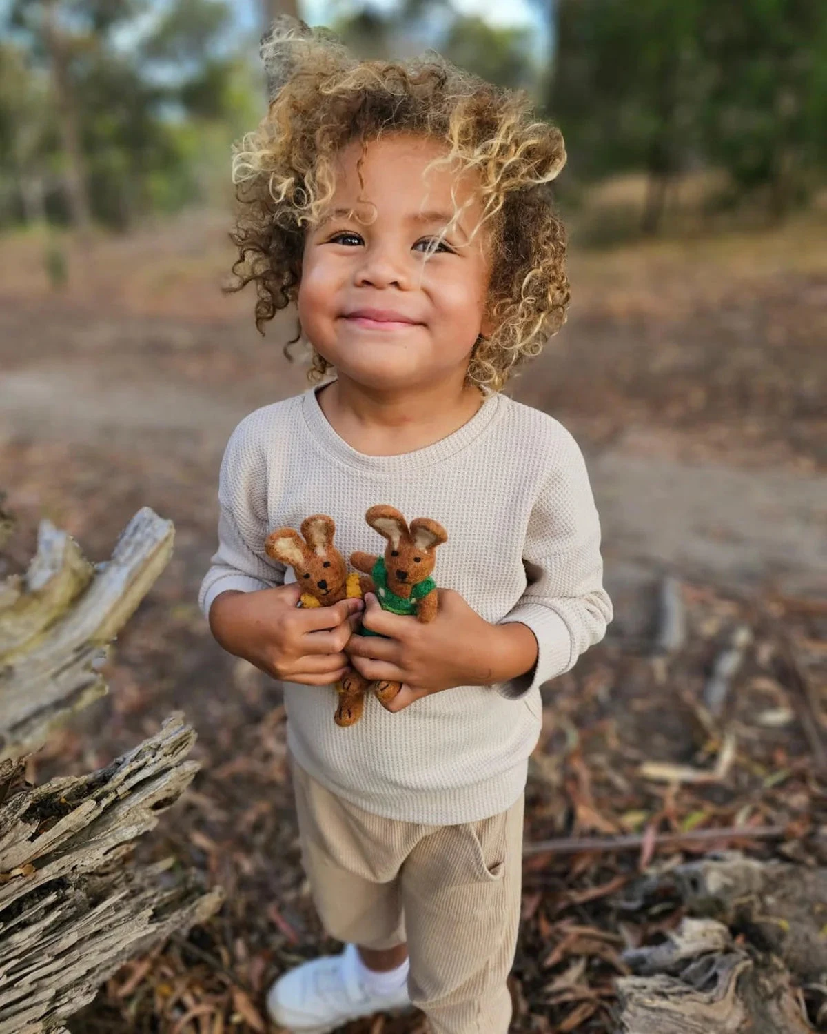 Felt Brown Hare Rabbit With Mustard Yellow Overalls Toy 2 Felt Brown Hare Rabbit With Mustard Yellow Overalls Toy - Image 2