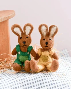 Felt Brown Hare Rabbit With Mustard Yellow Overalls Toy 10 Felt Brown Hare Rabbit With Mustard Yellow Overalls Toy -Toy Sale Store FeltBrownHareRabbitwithMustardYellowOverallsToy3DragonflyToys