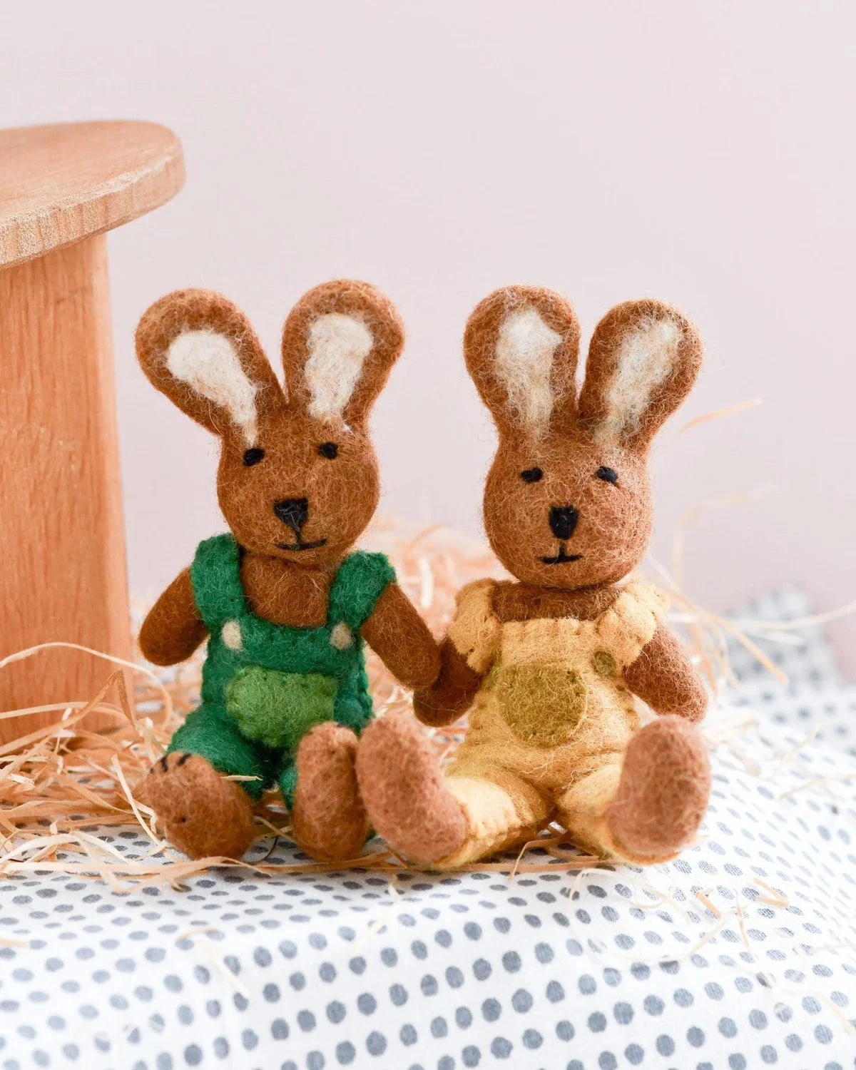 Felt Brown Hare Rabbit With Mustard Yellow Overalls Toy 4 Felt Brown Hare Rabbit With Mustard Yellow Overalls Toy - Image 4