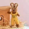 Felt Brown Hare Rabbit With Mustard Yellow Overalls Toy