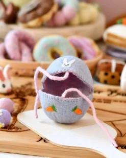 Felt Egg Cover - Purple With Bunny Motif
