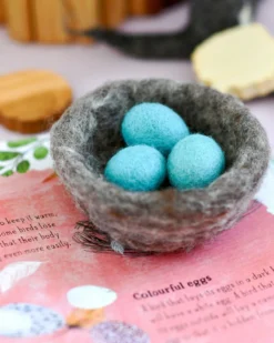 Felt Nest With 3 Blue Robin Eggs -Toy Sale Store FeltNestwith3BlueRobinEggs6DragonflyToys