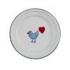 Enamel Children's Plate With Heart Bird Decoration 14cm