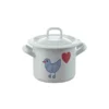 Enamel Children's Tall Pot With Lid Heart Bird