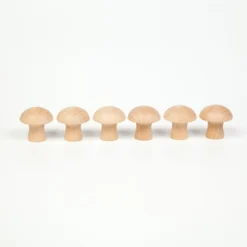 Natural Wood Mushroom By Grapat (set Of 6)