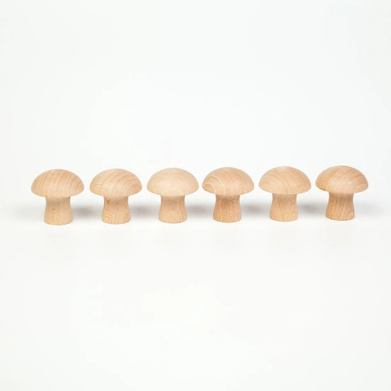 Natural Wood Mushroom By Grapat (set Of 6) 1 Natural Wood Mushroom By Grapat (set Of 6)