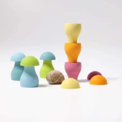 Grimms Sorting Game Pastel Rainbow Mushrooms -Toy Sale Store Pastel Mushrooms by Grimms