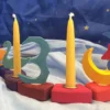 Pure Beeswax Candles For Birthday Ring - Ivory