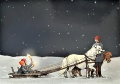Sleigh Ride Postcard - Artist Margareta Nordqvist