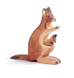 Wooden Kangaroo With Baby Joey (2062) - Ostheimer
