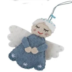 Felt Christmas Tree Decorations - Angel Blue